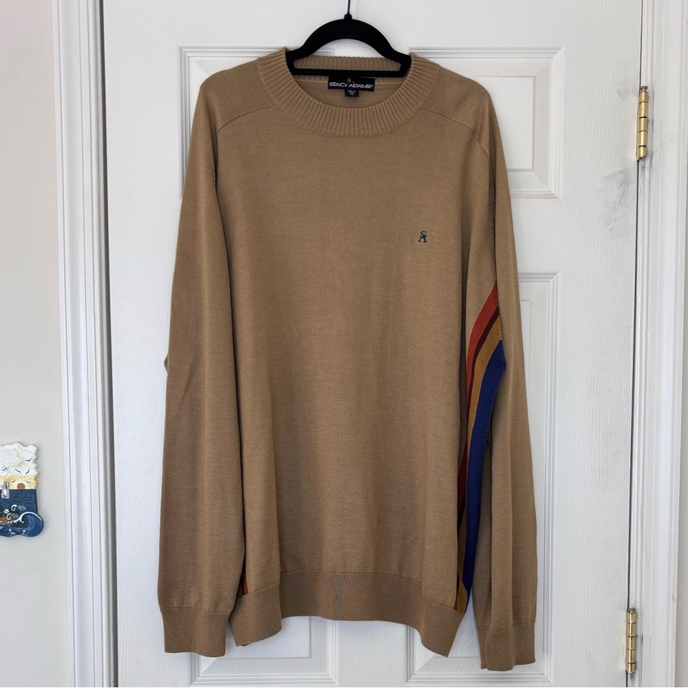 Stacy Adams Wool Blend Designer Side Stripes Bowler Sweater